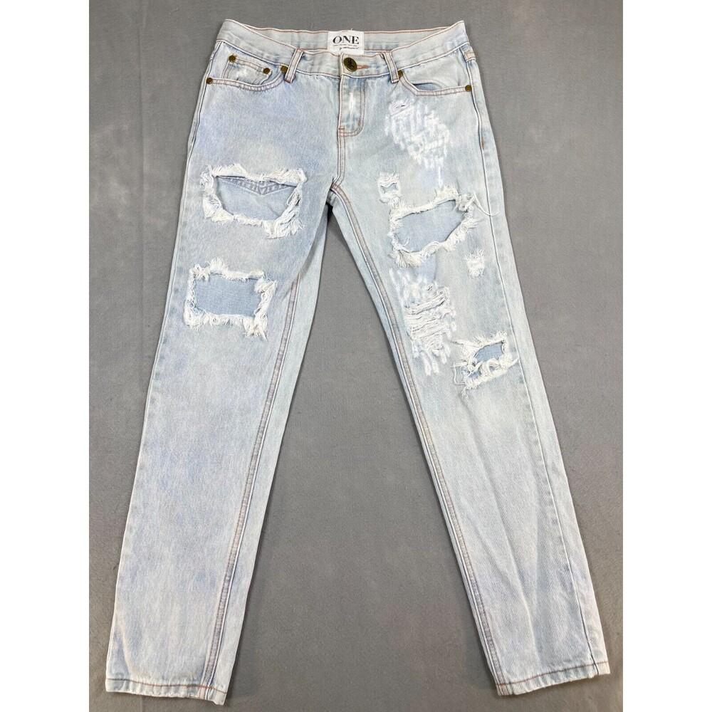 One Teaspoon Jeans Women 25 Blue Awesome Baggies Relaxed Distressed Denim